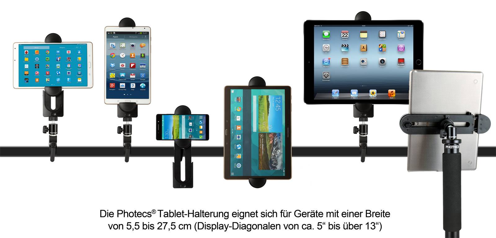 Photecs® Universal Auto Tablet-Halterung Pro V1-A für iPad Pro und andere Tablet-PC bis zu 14 Zoll ode