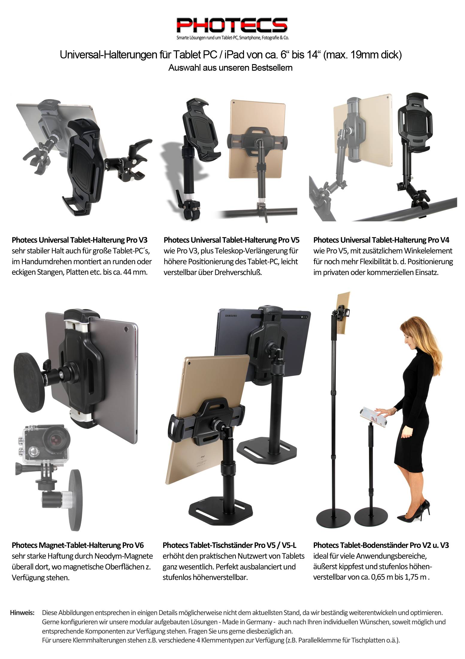 Photecs® Studio-Einbeinstativ Pro 2S-35, 2-Segment-Monopod m. Stahl-Standfuß 35cm (7,5 kg)