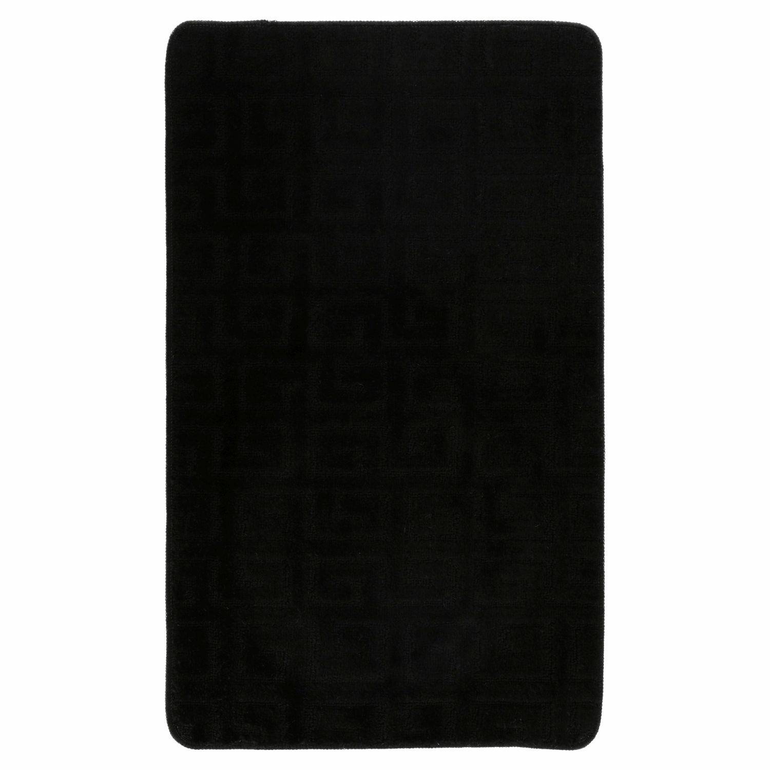 3-Teilig Bad Garnitur Badematte Badvorleger Wasser absobierend Muster rutschfest Schwarz