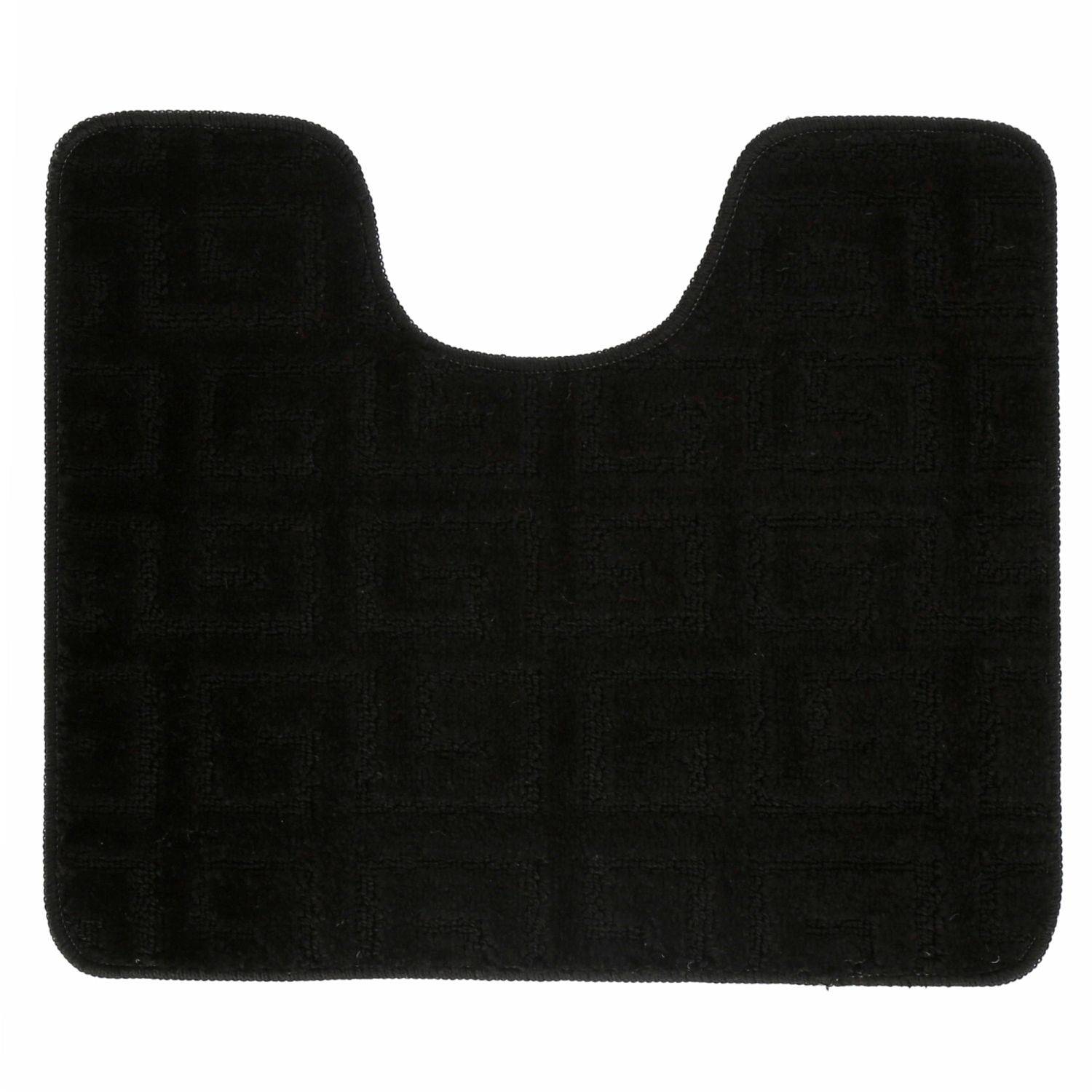 3-Teilig Bad Garnitur Badematte Badvorleger Wasser absobierend Muster rutschfest Schwarz