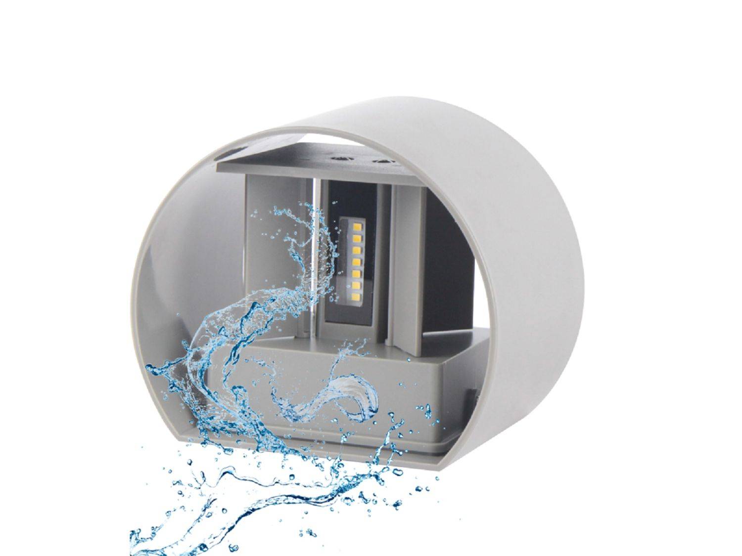 LED line LITE Außenwandleuchte LED 2x 3W 4000K Neutralweiß IP54 CILINDER Außenbeleuchtung Wandleuchte Grau