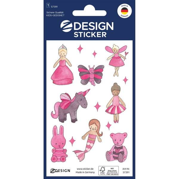 Sticker 76x120mm Papier/beglimmert 1 Bogen Motiv rosa