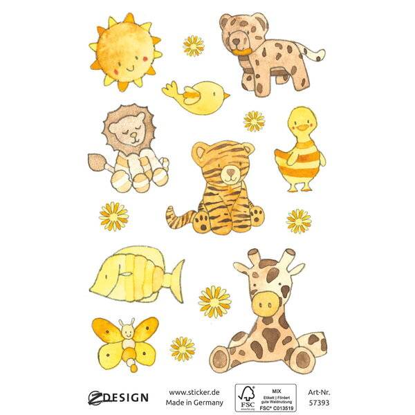 Sticker 76x120mm Papier/beglimmert 1 Bogen Motiv gelb