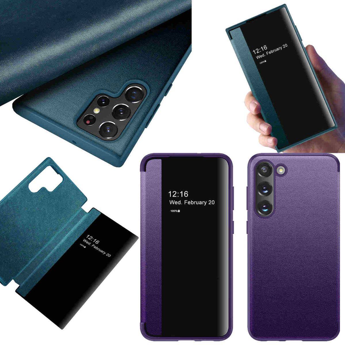Für Samsung Galaxy S23 Plus 5G View Mirror Smartcover Lila Schutzhülle Cover Etuis Tasche Hülle Neu Case Wake UP Funktion