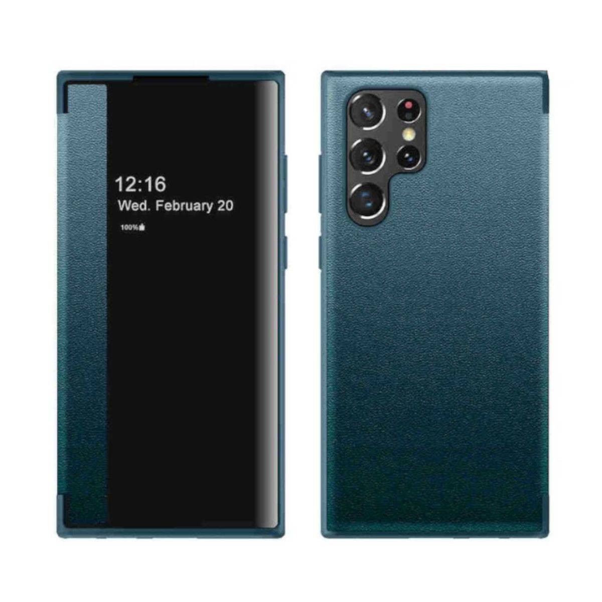 Für Samsung Galaxy S23 Ultra 5G View Mirror Smartcover Grün Schutzhülle Cover Etuis Tasche Hülle Neu Case Wake UP Funktion