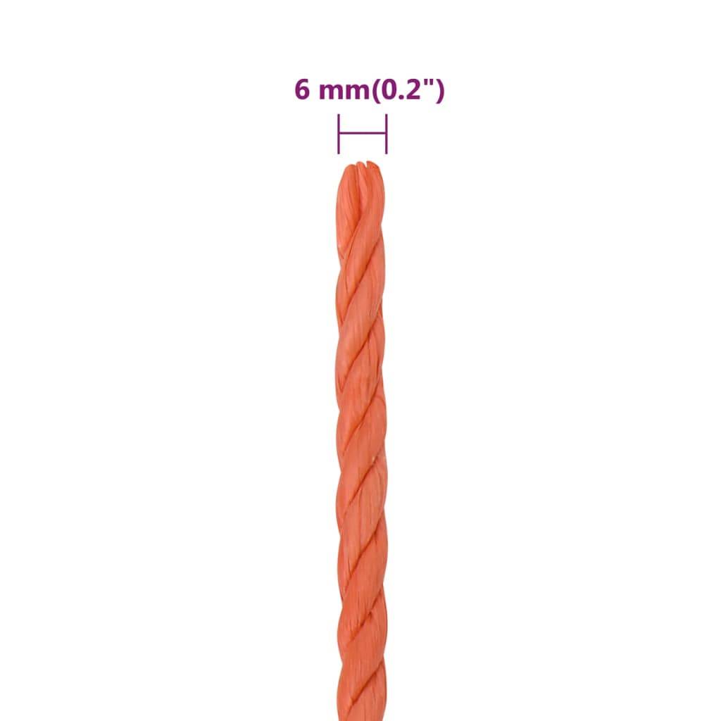 vidaXL Arbeitsseil Orange 6 mm 250 m Polypropylen
