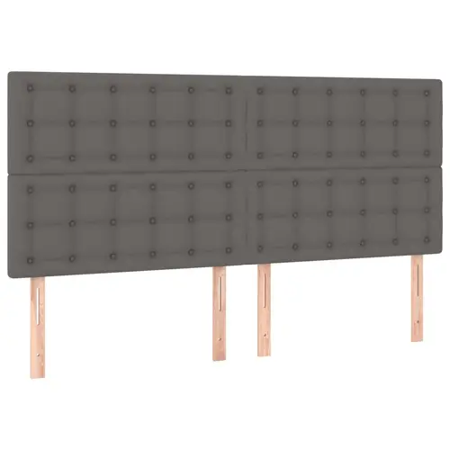 vidaXL Boxspringbett mit Matratze Grau 200x200 cm Kunstleder vidaXL Boxspringbett mit Matratze Grau 200x200 cm Kunstleder