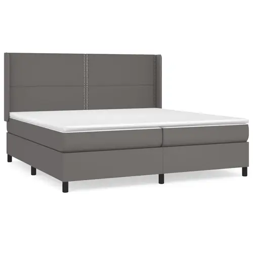 vidaXL Boxspringbett mit Matratze Grau 200x200 cm Kunstleder vidaXL Boxspringbett mit Matratze Grau 200x200 cm Kunstleder