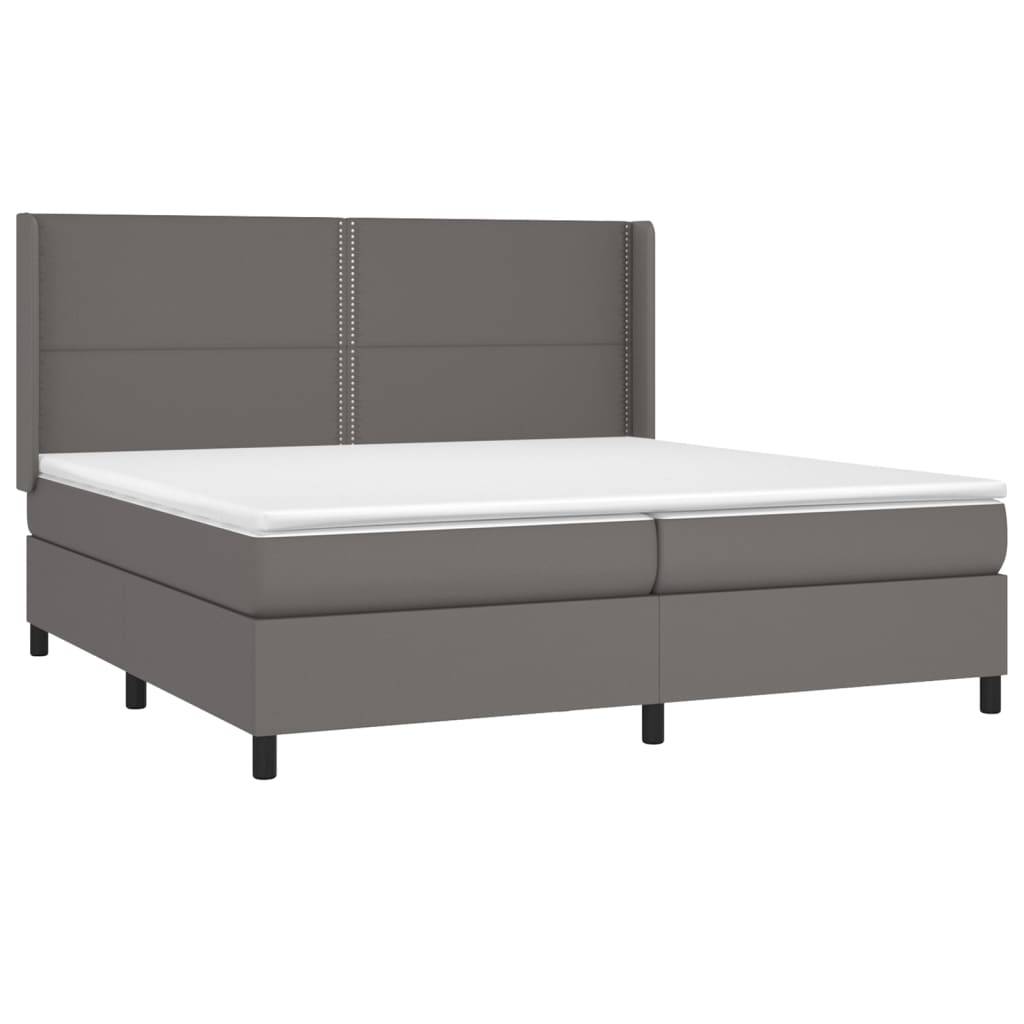 vidaXL Boxspringbett mit Matratze Grau 200x200 cm Kunstleder