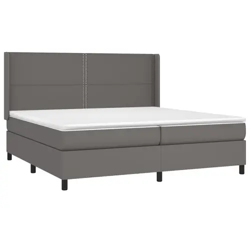 vidaXL Boxspringbett mit Matratze Grau 200x200 cm Kunstleder vidaXL Boxspringbett mit Matratze Grau 200x200 cm Kunstleder