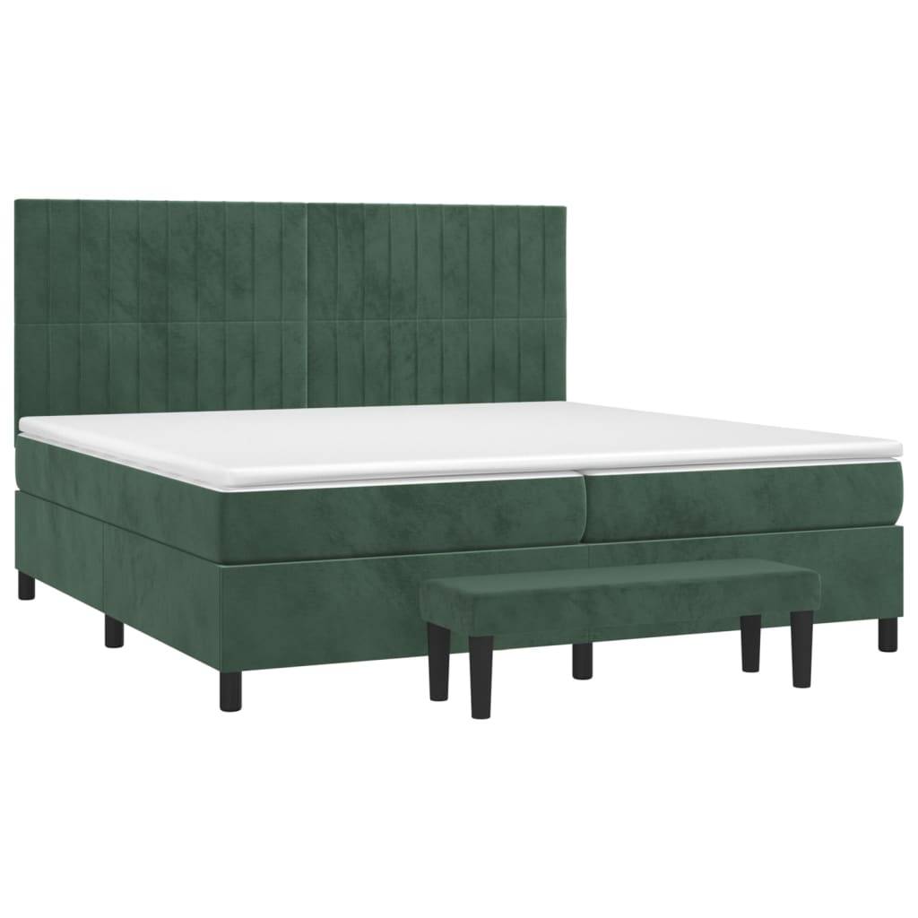 vidaXL Boxspringbett mit Matratze Dunkelgrün 200x200 cm Samt