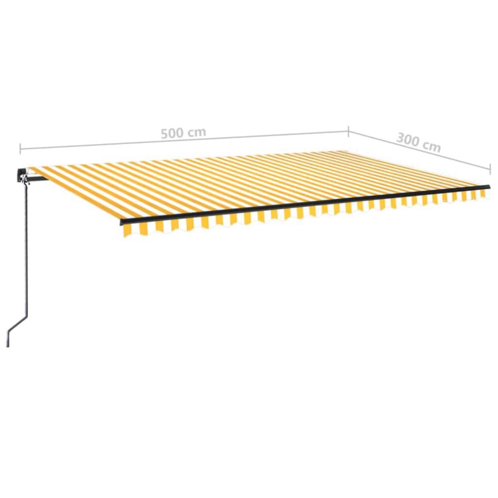 vidaXL Markise Manuell Einziehbar mit LED 500x300 cm Gelb & Weiß
