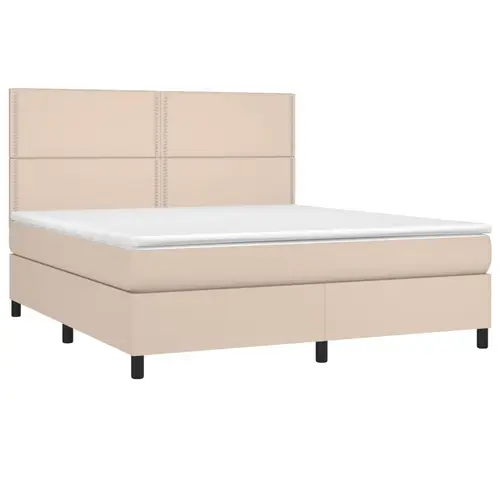 vidaXL Boxspringbett Matratze Cappuccino-Braun 180x200 cm Kunstleder vidaXL Boxspringbett Matratze Cappuccino-Braun 180x200 cm Kunstleder