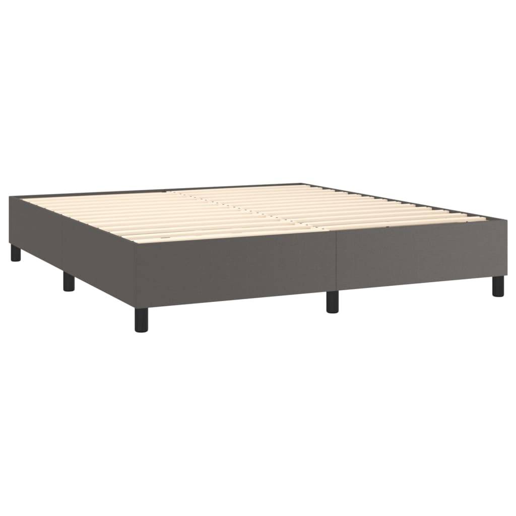 vidaXL Boxspringbett mit Matratze Grau 160x200 cm Kunstleder