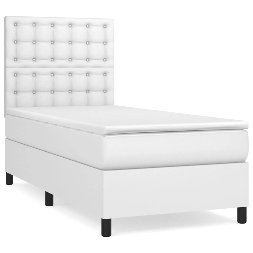 vidaXL Boxspringbett mit Matratze Weiß 80x200 cm Kunstleder