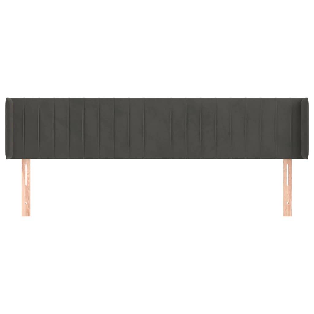 vidaXL Kopfteil mit Ohren Dunkelgrau 203x16x78/88 cm Samt