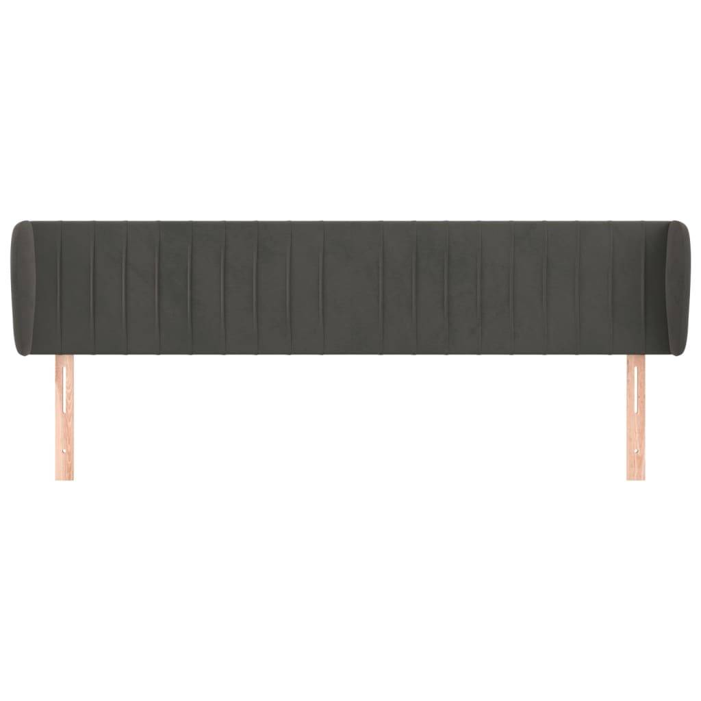 vidaXL Kopfteil mit Ohren Dunkelgrau 203x23x78/88 cm Samt