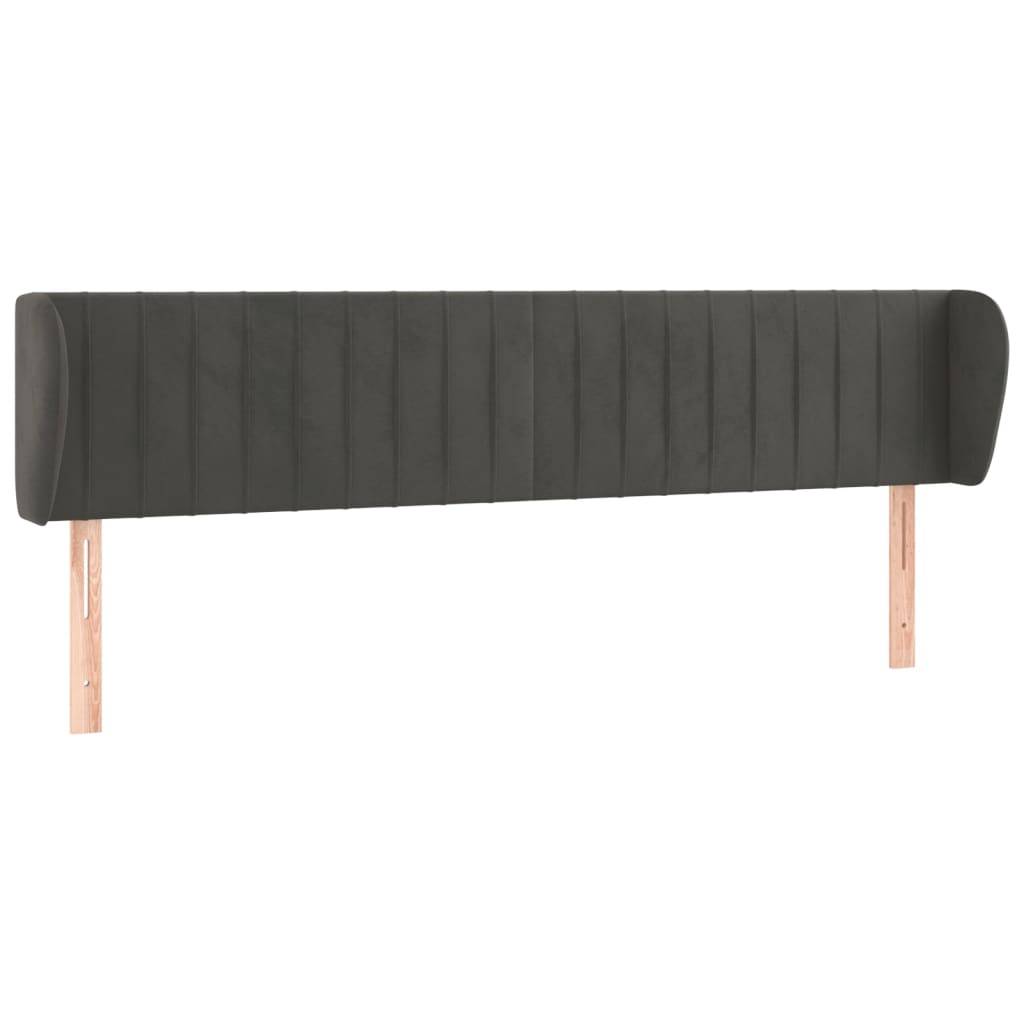 vidaXL Kopfteil mit Ohren Dunkelgrau 203x23x78/88 cm Samt
