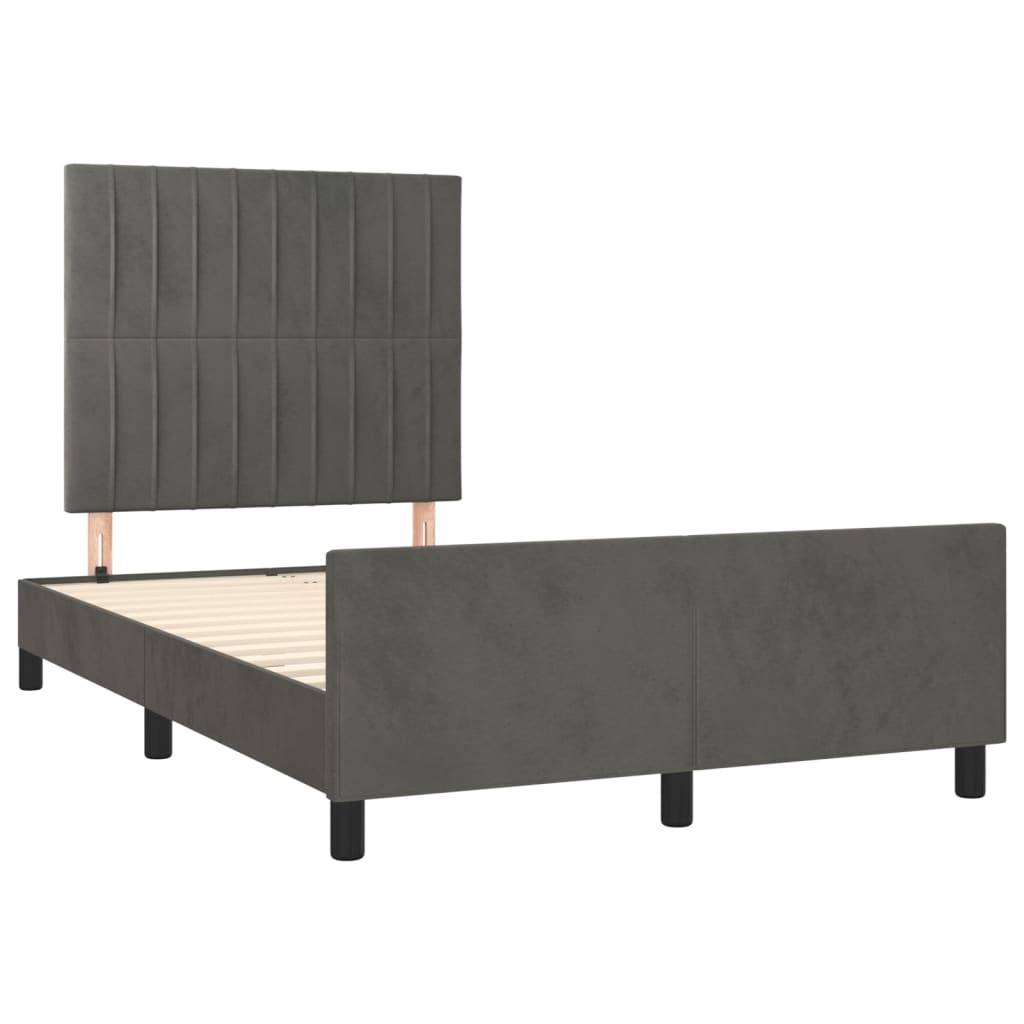 vidaXL Bettgestell ohne Matratze Dunkelgrau 120x190 cm Samt