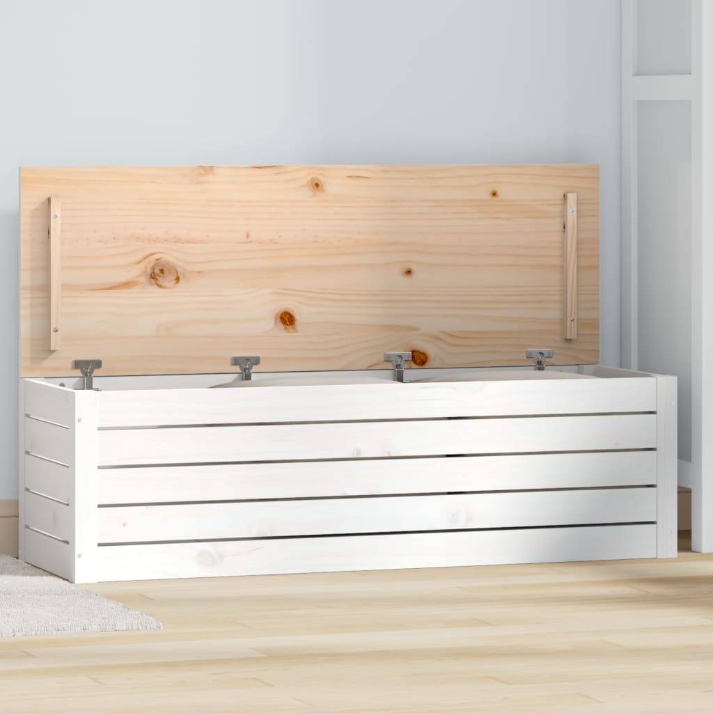 vidaXL Truhe Weiß 109x36,5x33 cm Massivholz Kiefer