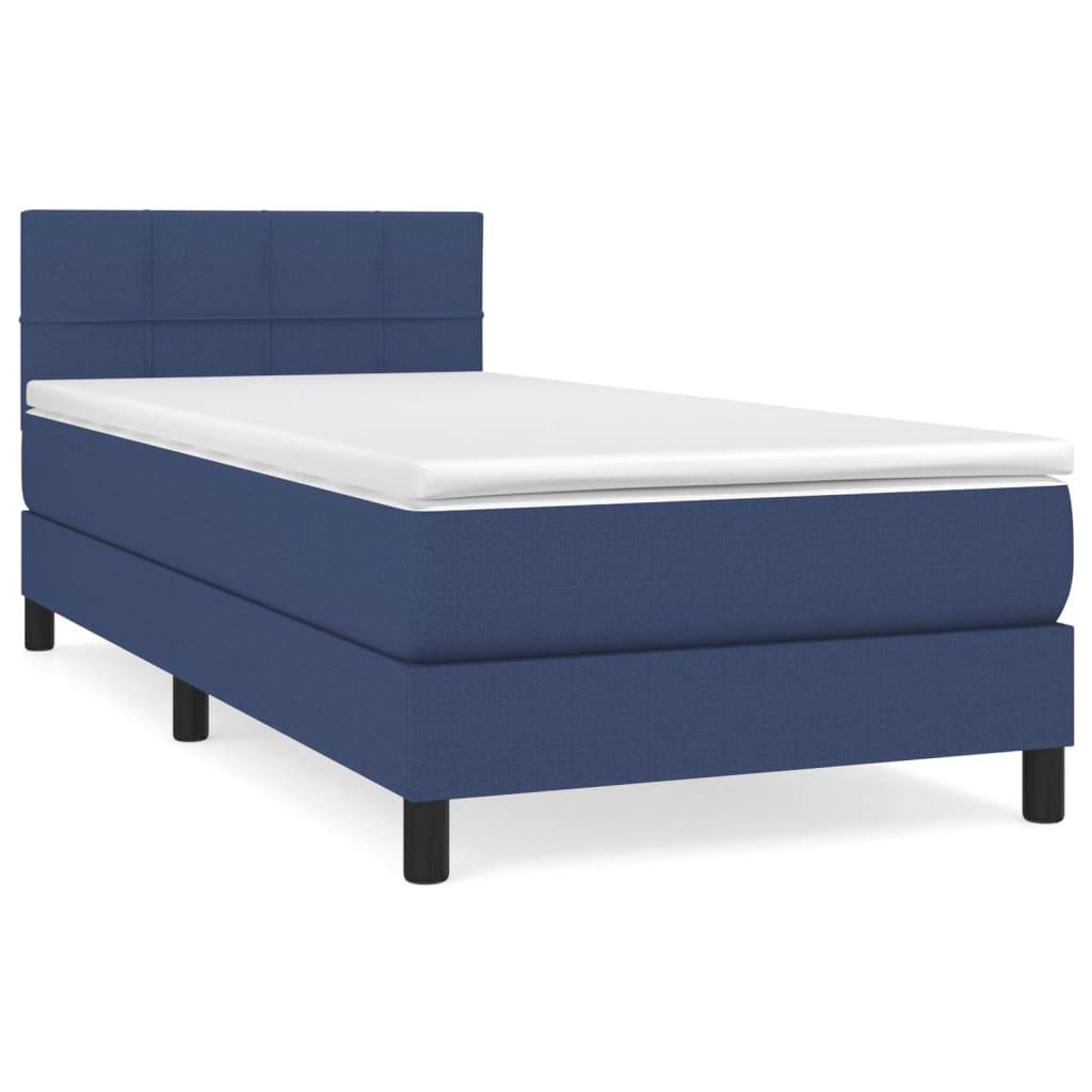 vidaXL Boxspringbett mit Matratze Blau 90x190 cm Stoff
