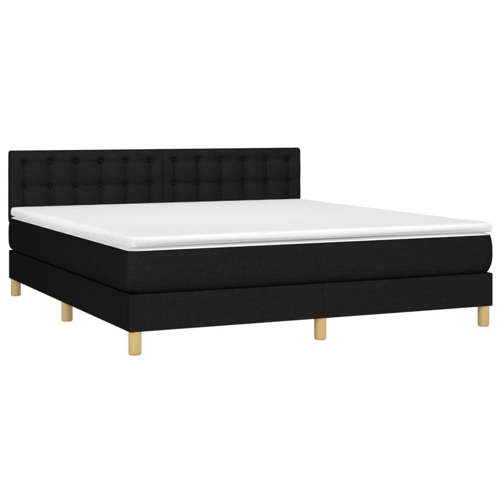 vidaXL Boxspringbett mit Matratze & LED Schwarz 180x200 cm Stoff