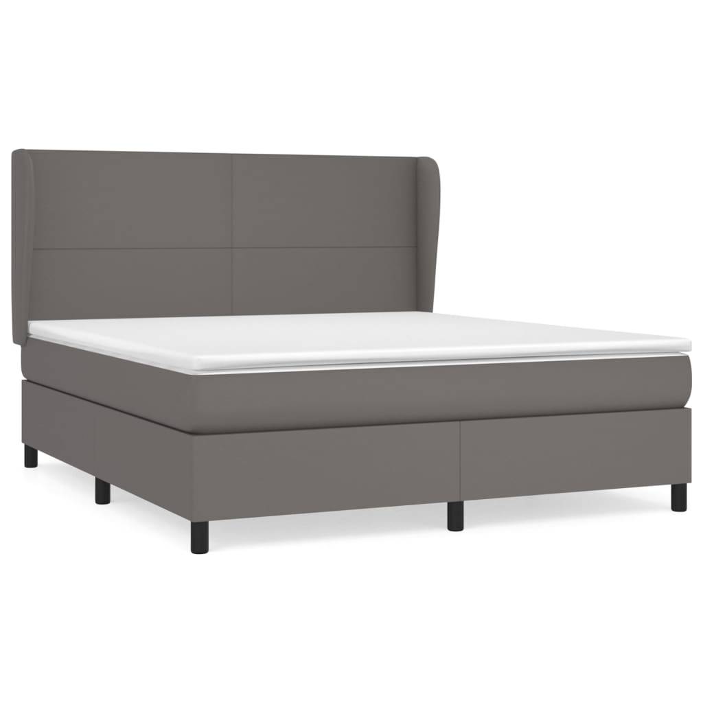 vidaXL Boxspringbett mit Matratze Grau 160x200 cm Kunstleder