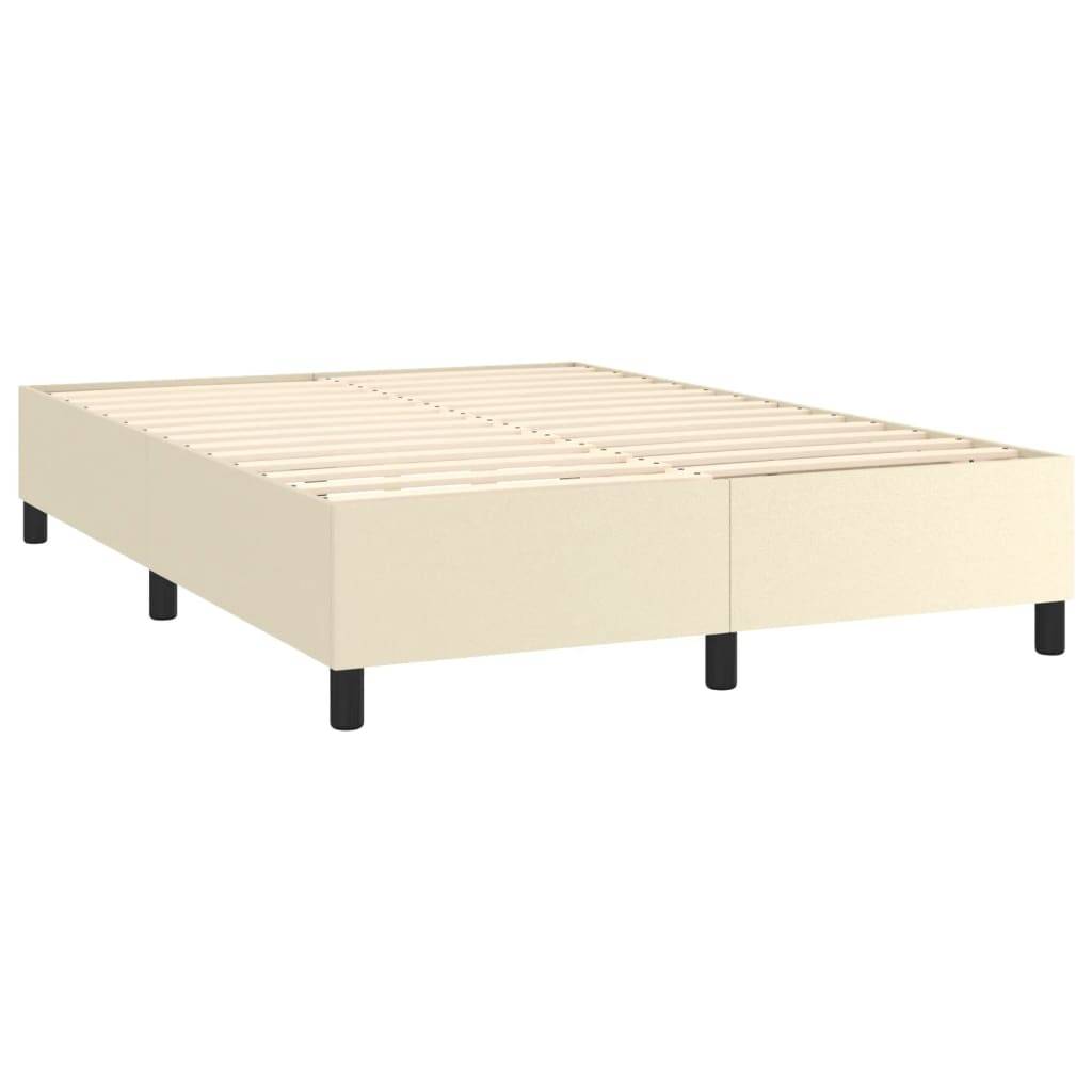 vidaXL Boxspringbett mit Matratze Creme 140x190 cm Kunstleder