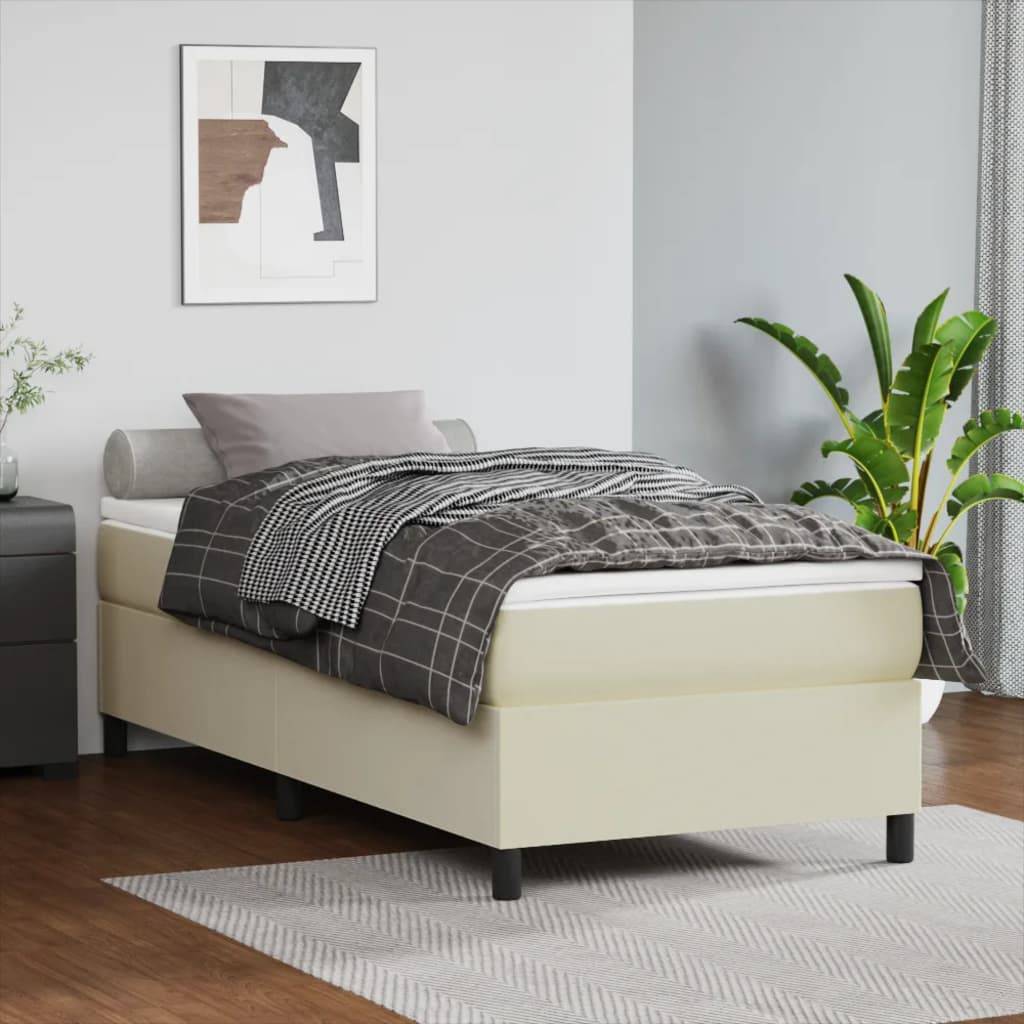 vidaXL Bettgestell Creme 90x200 cm Kunstleder