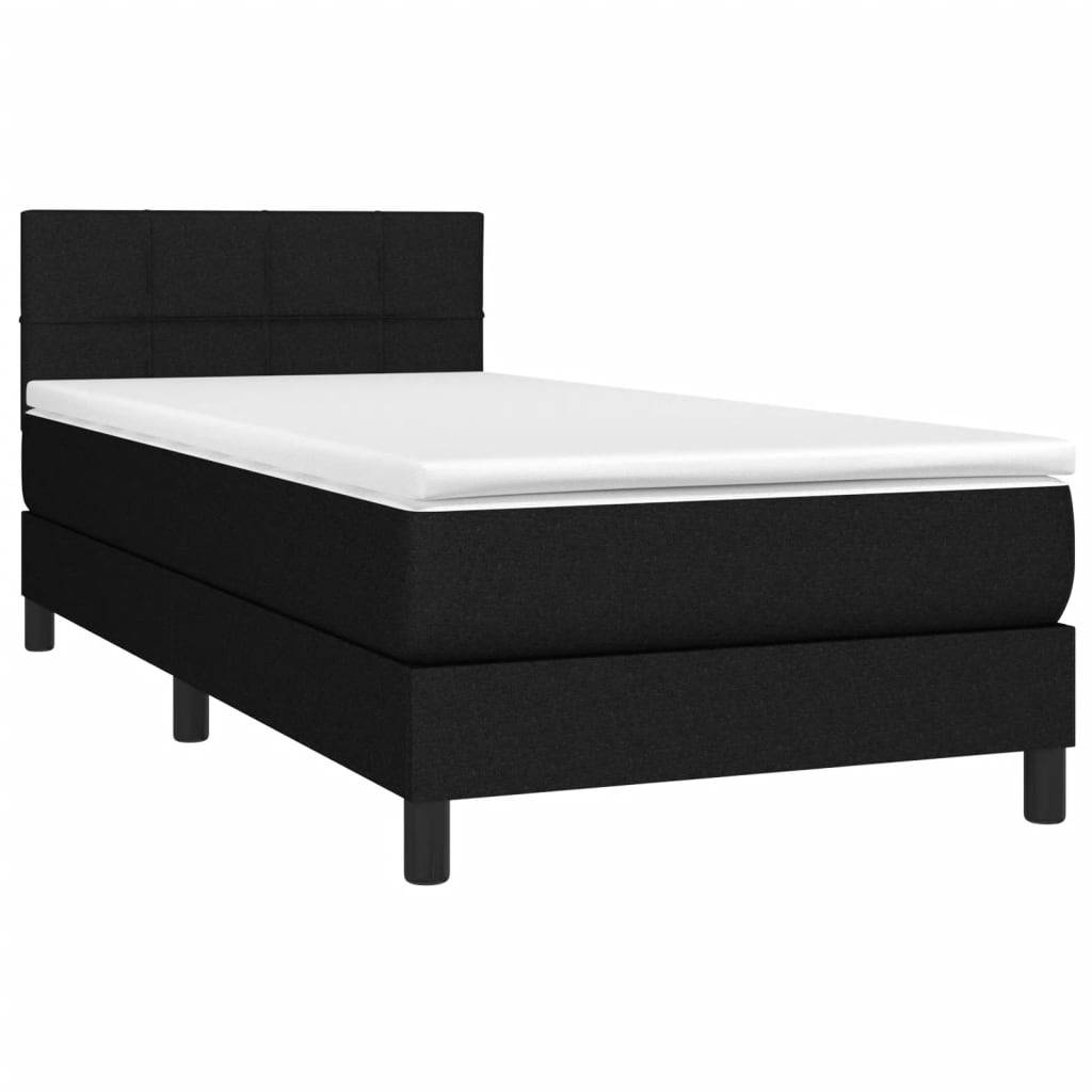 vidaXL Boxspringbett mit Matratze Schwarz 90x190 cm Stoff