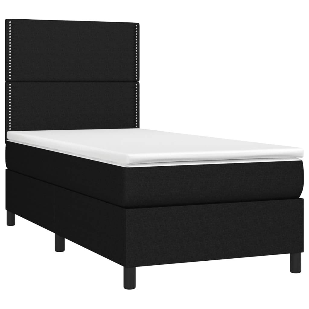 vidaXL Boxspringbett mit Matratze Schwarz 90x190 cm Stoff