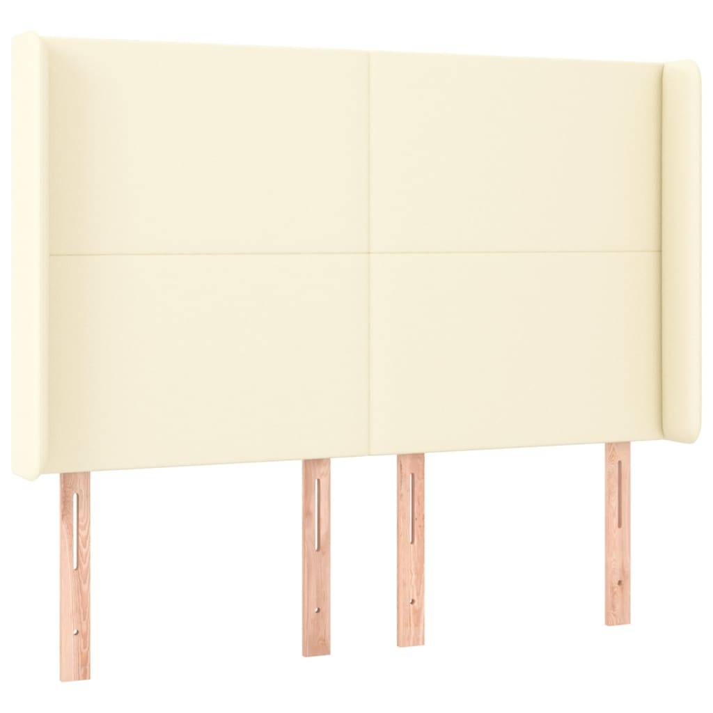 vidaXL Boxspringbett mit Matratze & LED Creme 140x190 cm Kunstleder