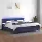 vidaXL Boxspringbett mit Matratze & LED Blau 200x200 cm Stoff vidaXL Boxspringbett mit Matratze & LED Blau 200x200 cm Stoff