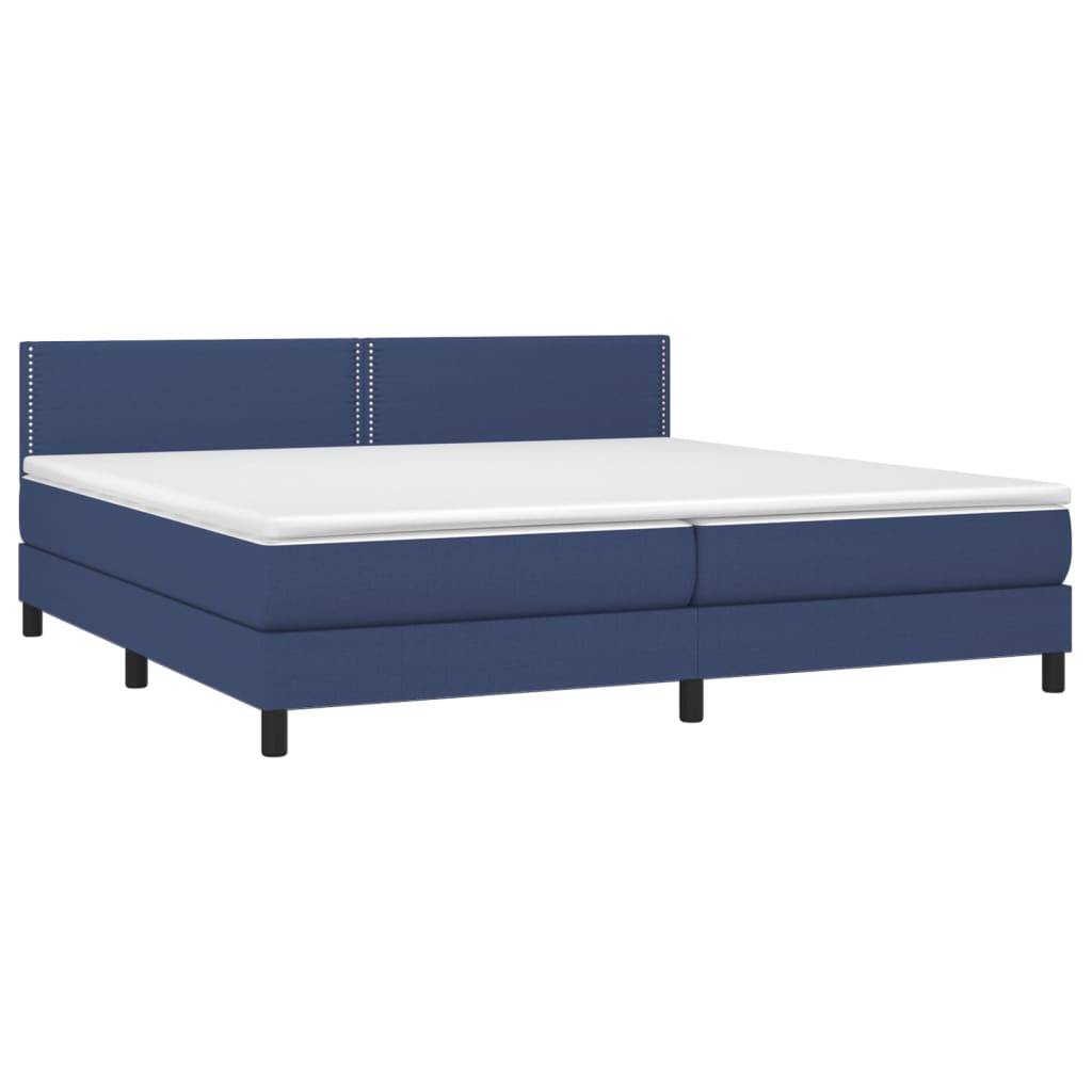 vidaXL Boxspringbett mit Matratze & LED Blau 200x200 cm Stoff