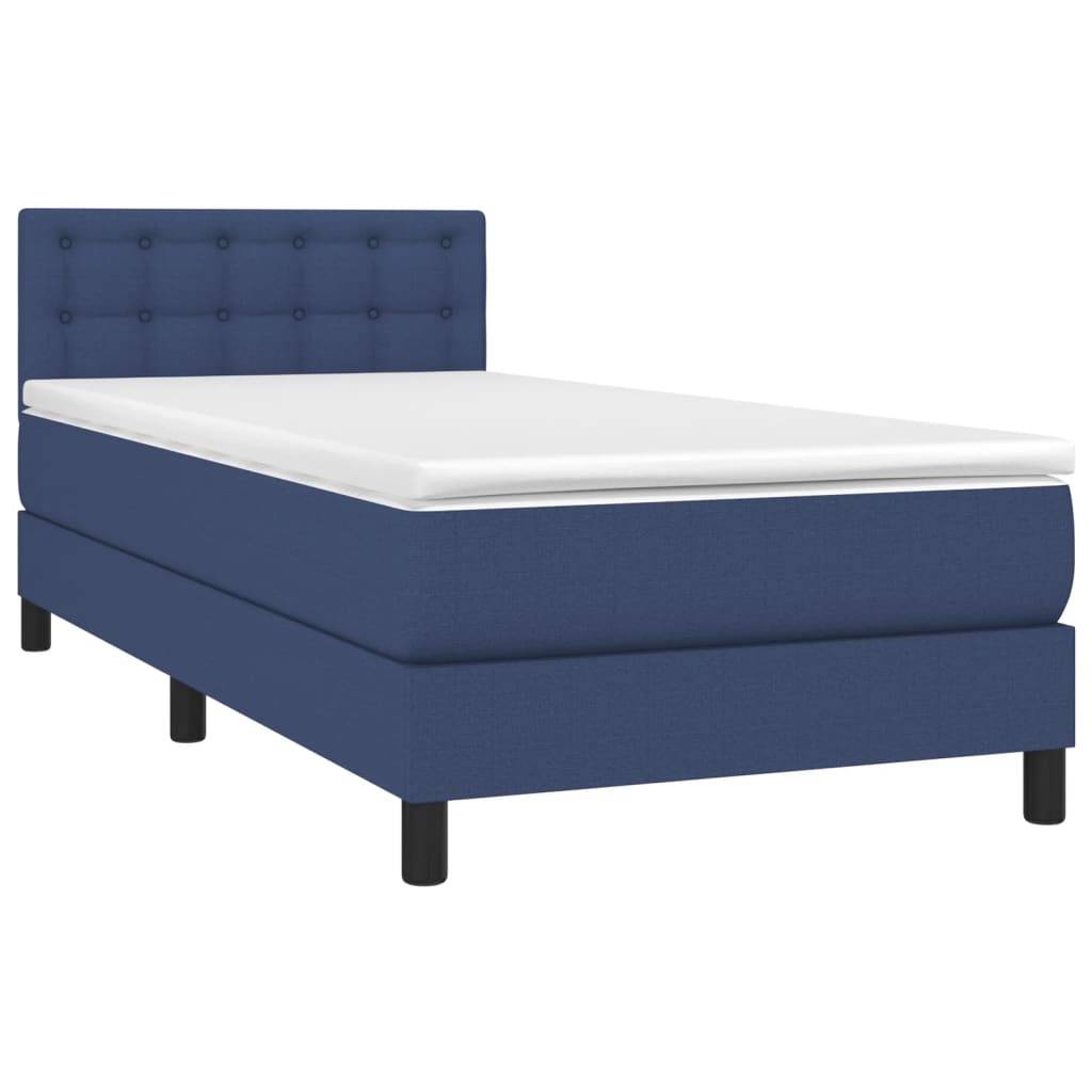 vidaXL Boxspringbett mit Matratze & LED Blau 90x200 cm Stoff