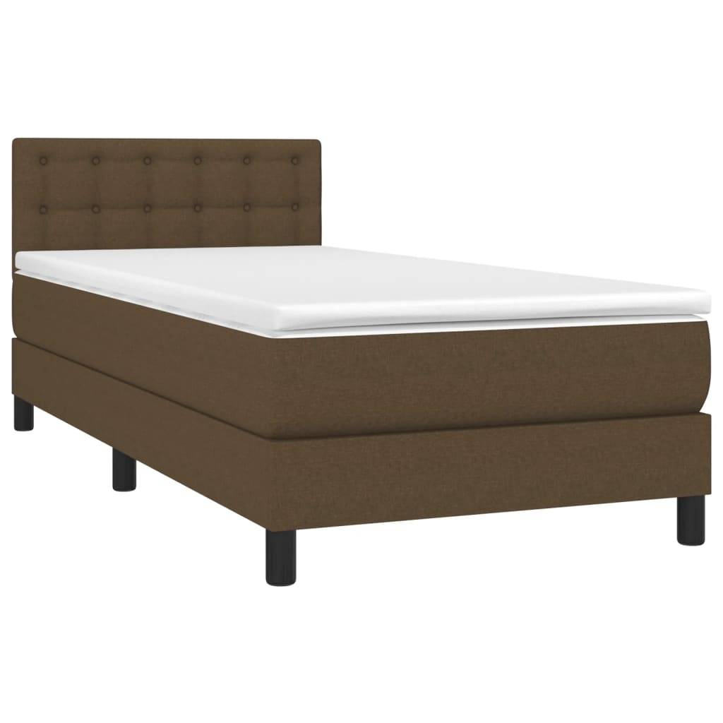 vidaXL Boxspringbett mit Matratze & LED Dunkelbraun 80x200 cm Stoff