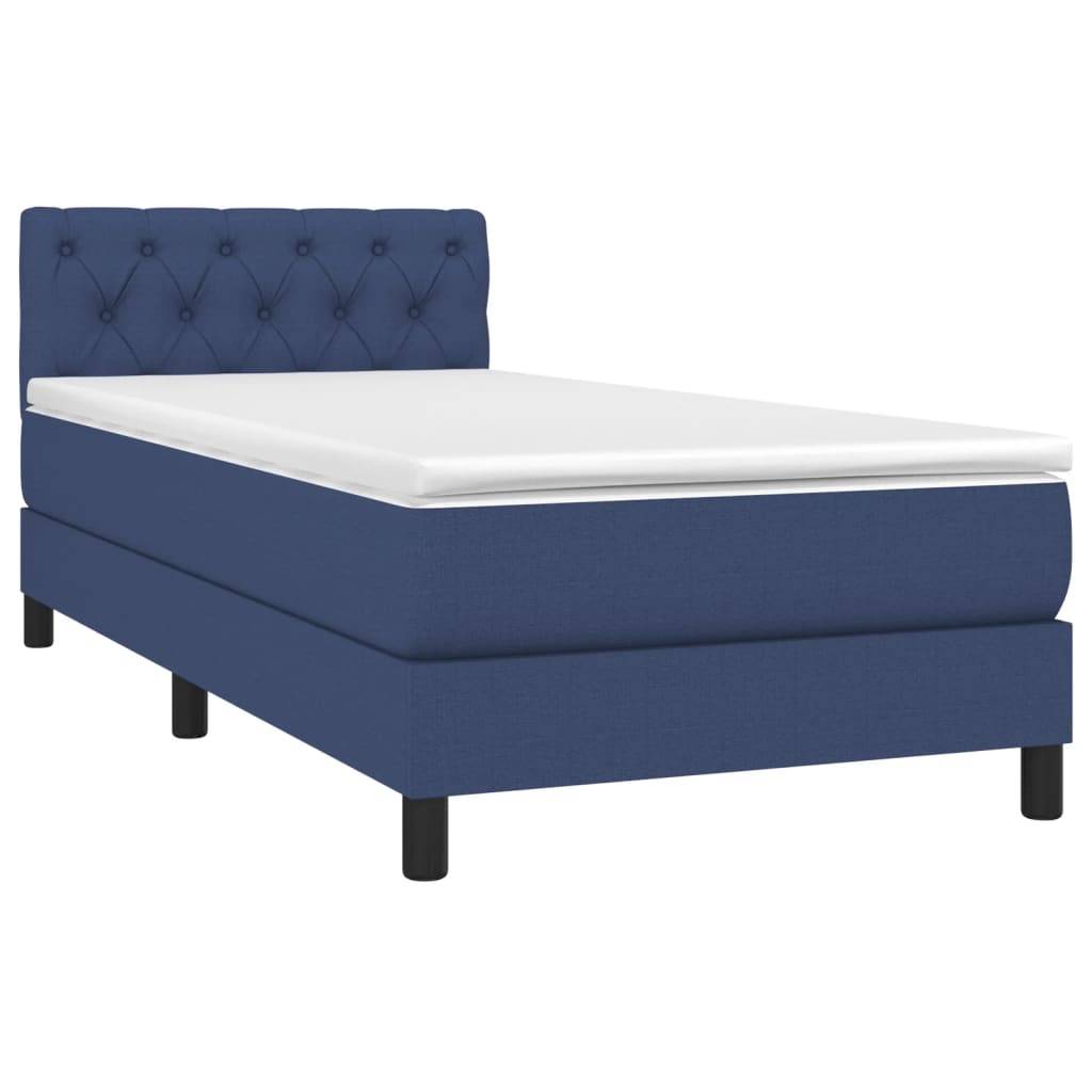 vidaXL Boxspringbett mit Matratze & LED Blau 80x200 cm Stoff