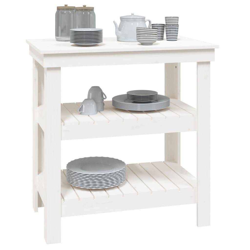 vidaXL Werkbank Weiß 78,5x50x80 cm Massivholz Kiefer