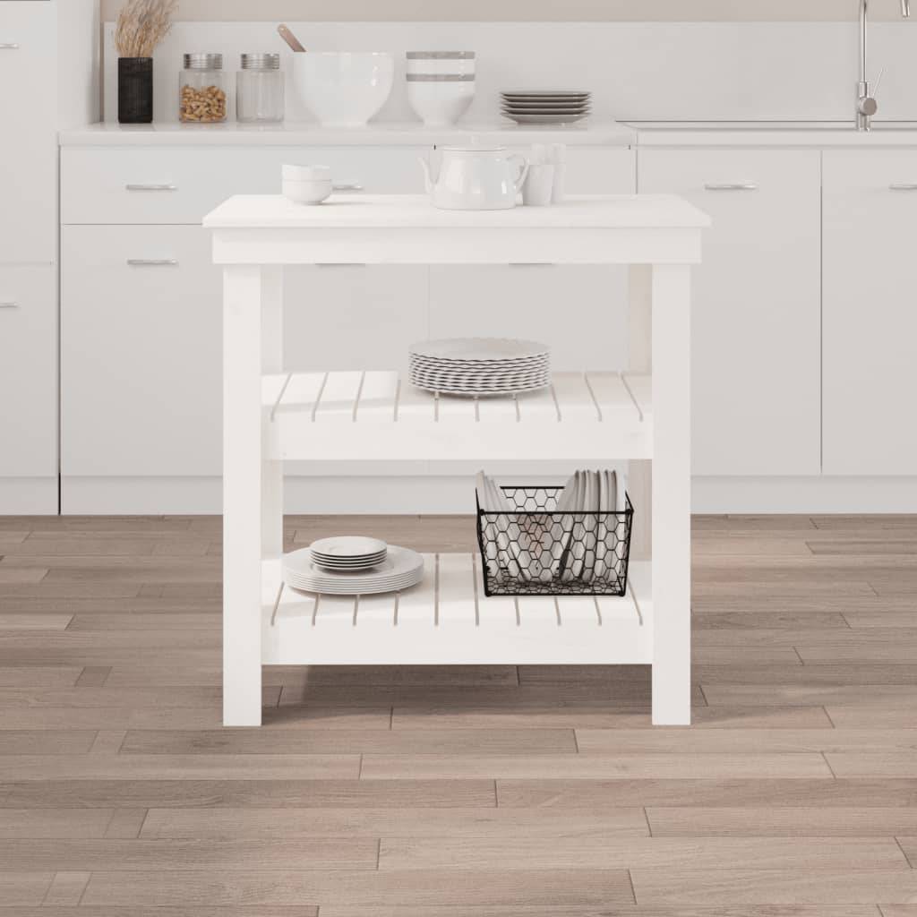 vidaXL Werkbank Weiß 78,5x50x80 cm Massivholz Kiefer