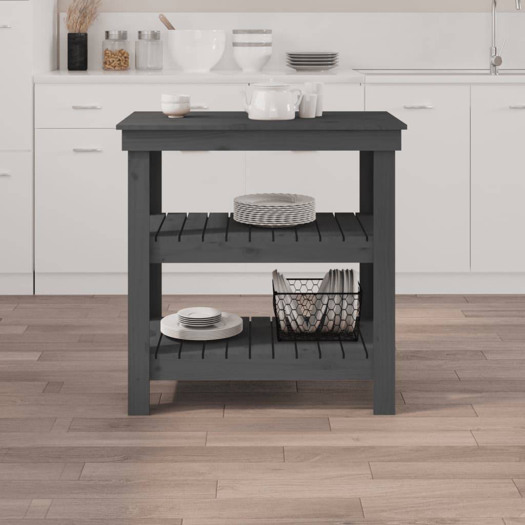 vidaXL Werkbank Grau 78,5x50x80 cm Massivholz Kiefer