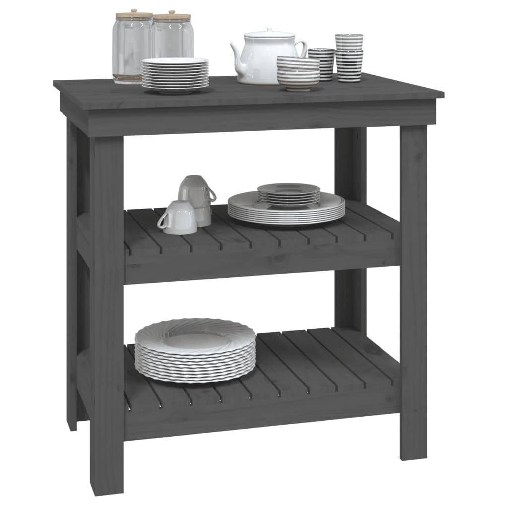 vidaXL Werkbank Grau 78,5x50x80 cm Massivholz Kiefer