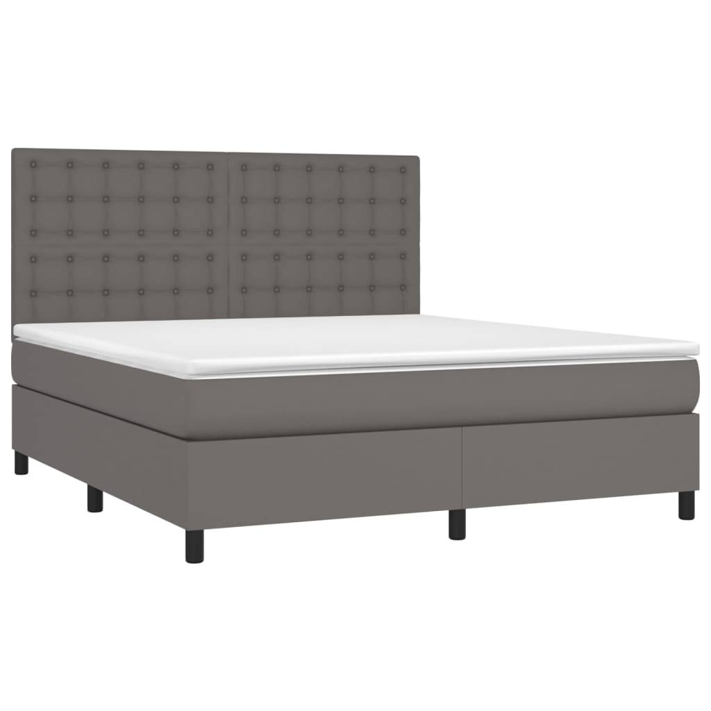 vidaXL Boxspringbett mit Matratze Grau 160x200 cm Kunstleder