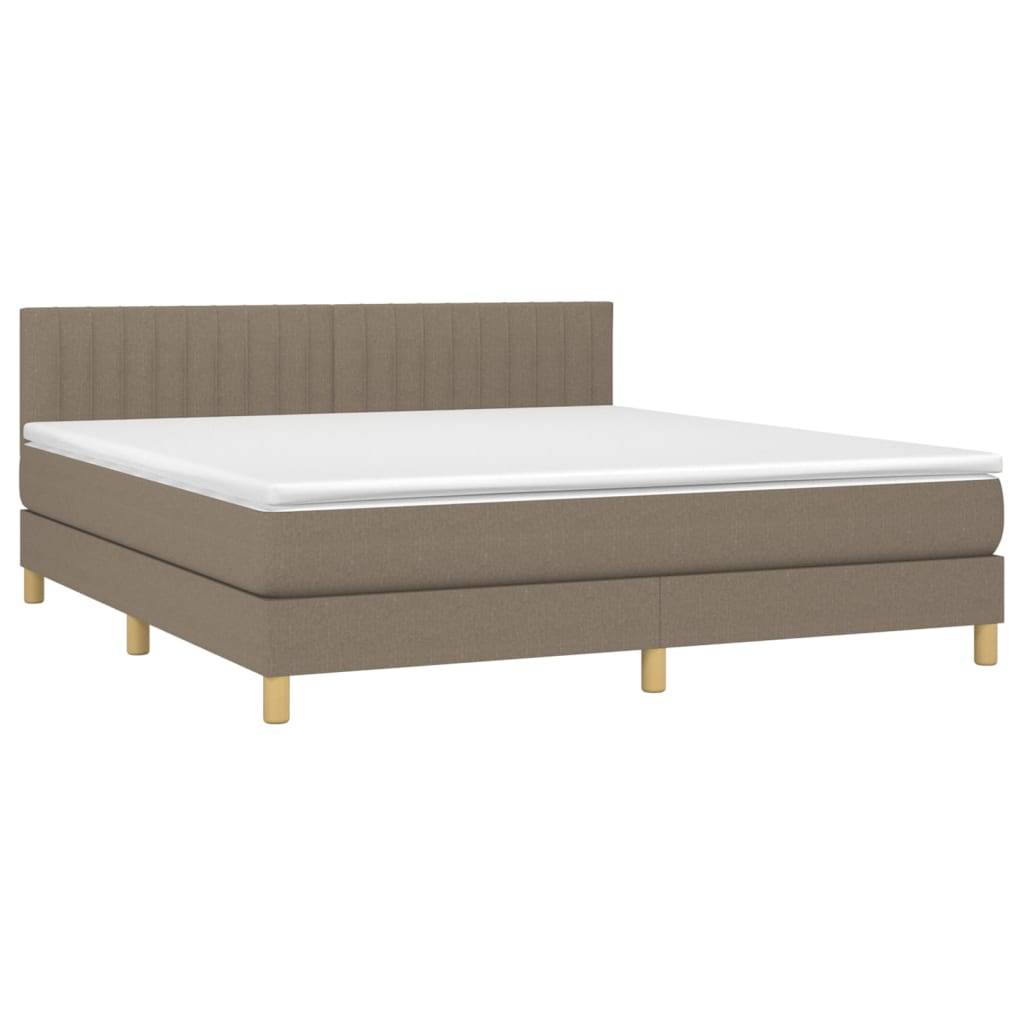 vidaXL Boxspringbett mit Matratze &amp; LED Taupe 180x200 cm Stoff