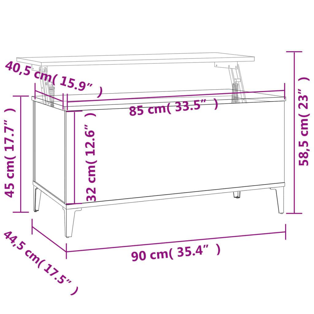 vidaXL Couchtisch Schwarz 90x44,5x45 cm Holzwerkstoff