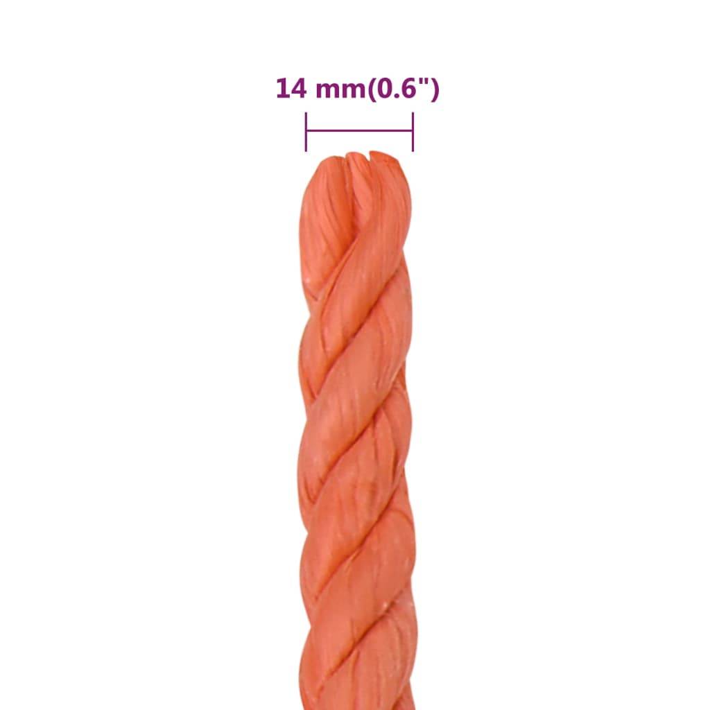 vidaXL Arbeitsseil Orange 14 mm 50 m Polypropylen