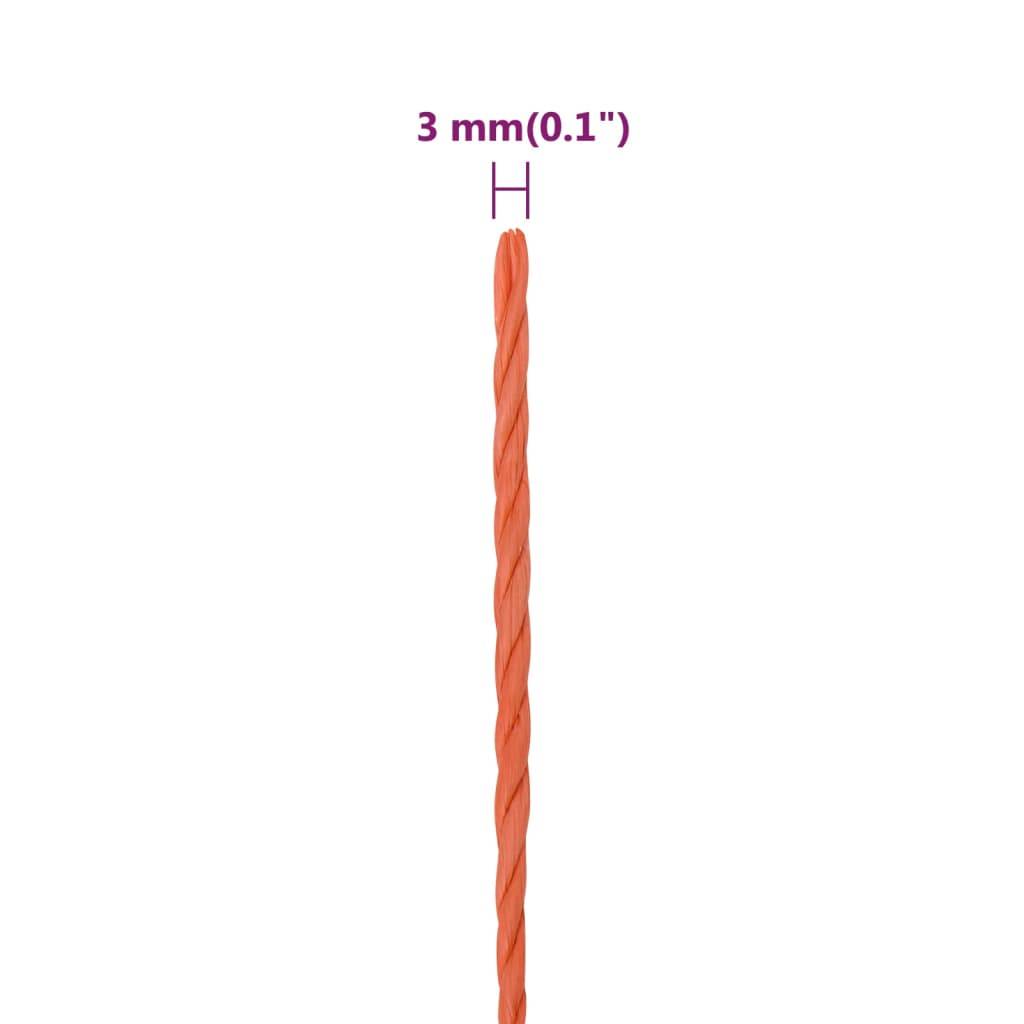 vidaXL Arbeitsseil Orange 3 mm 250 m Polypropylen