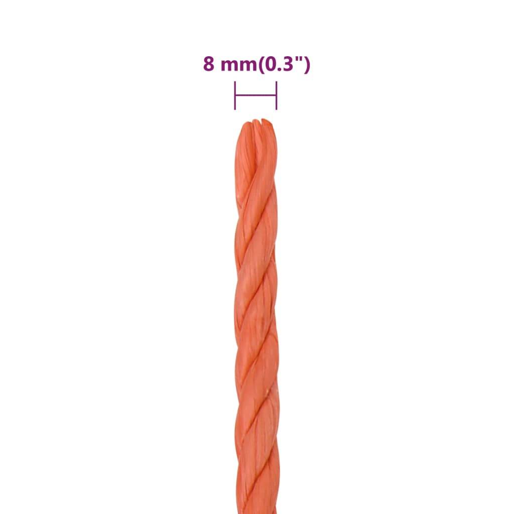 vidaXL Arbeitsseil Orange 8 mm 50 m Polypropylen