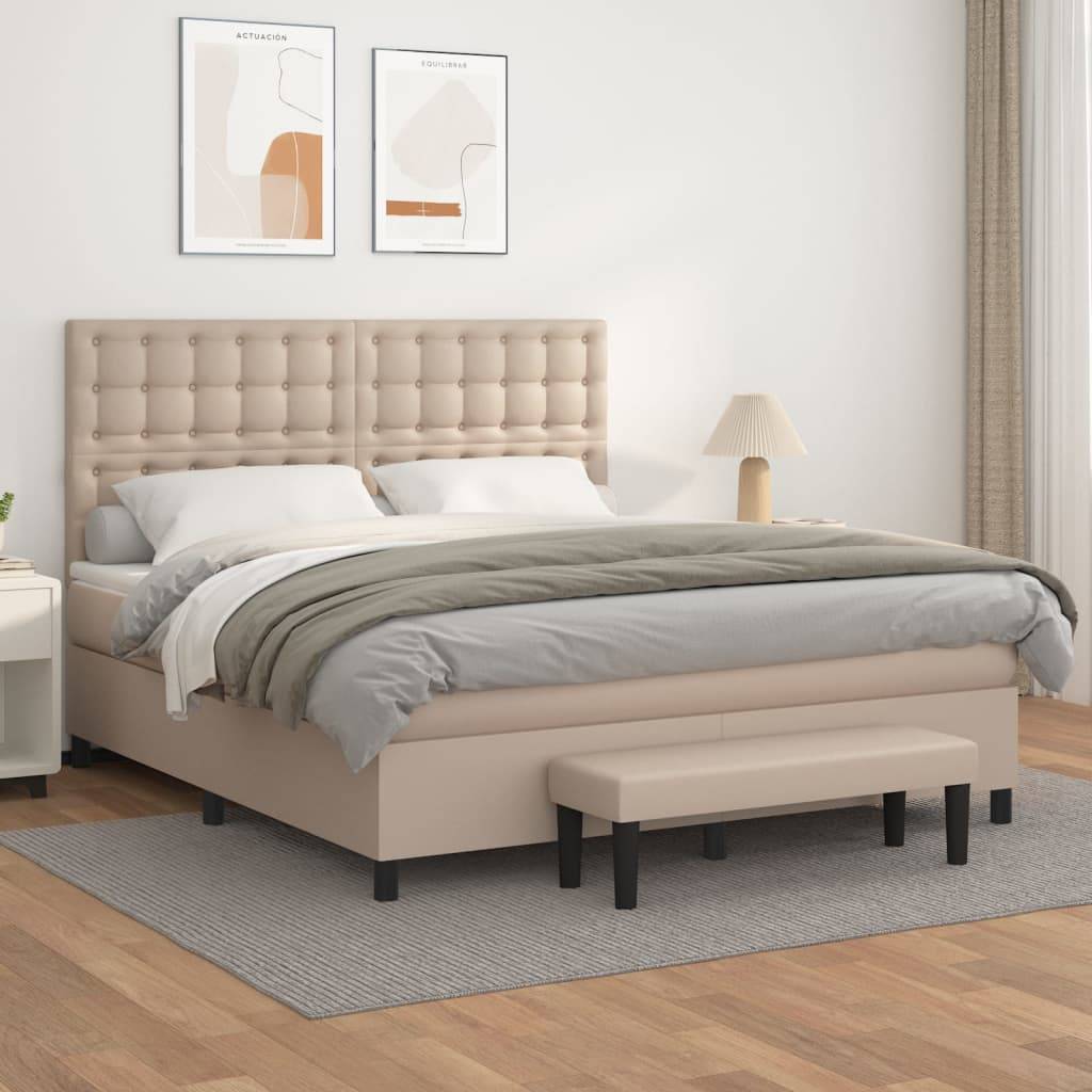 vidaXL Boxspringbett Matratze Cappuccino-Braun 160x200 cm Kunstleder