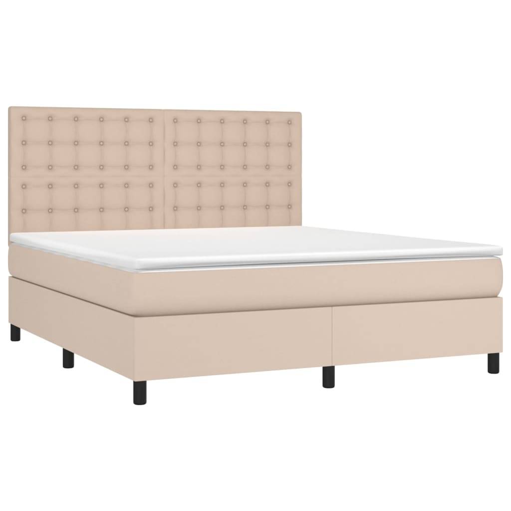 vidaXL Boxspringbett mit Matratze & LED Cappuccino-Braun 180x200cm