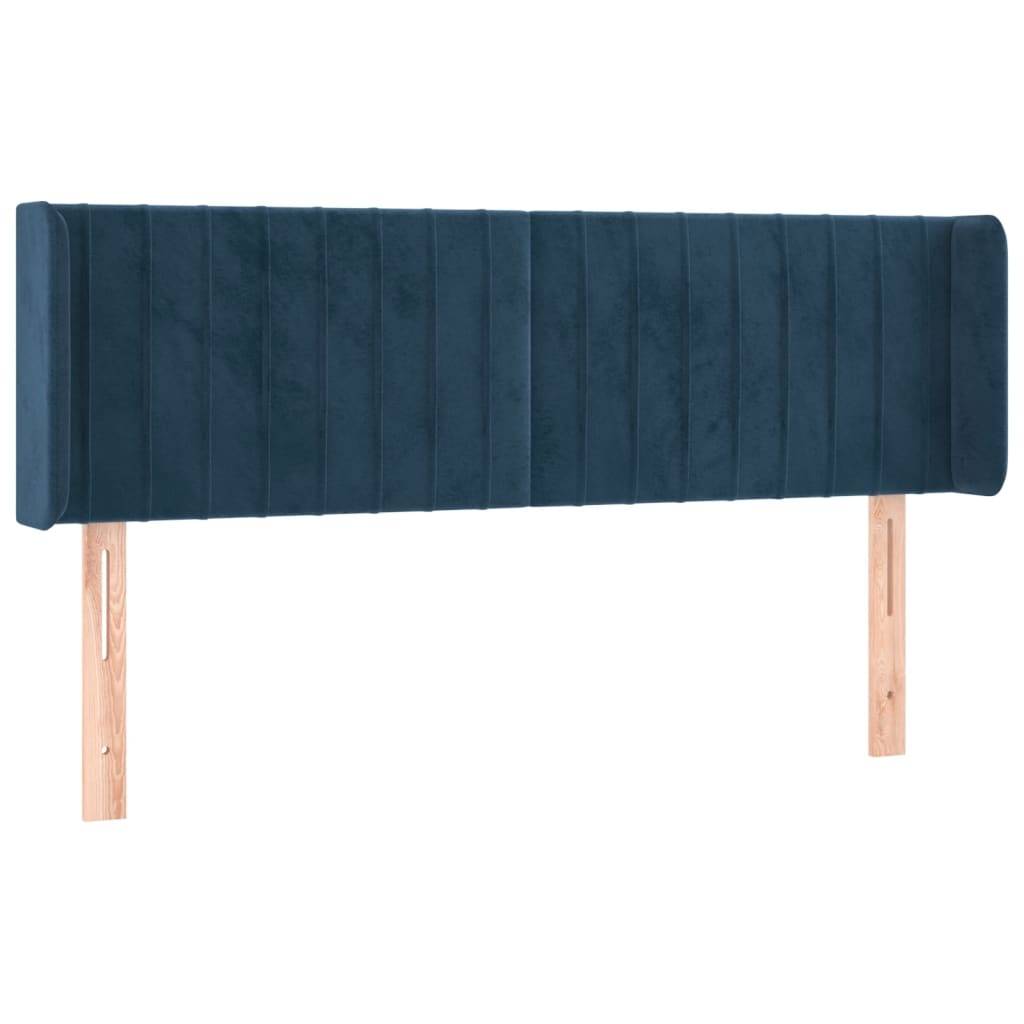 vidaXL Kopfteil mit Ohren Dunkelblau 147x16x78/88 cm Samt